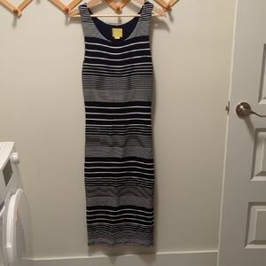 ANTHROPOLOGIE MAEVE Edisto Column Blue & White Striped Sleeveless Dress